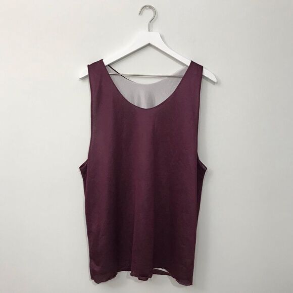🦩 Reversible maroon white practice jersey tank top large unisex - Picture 3 of 8